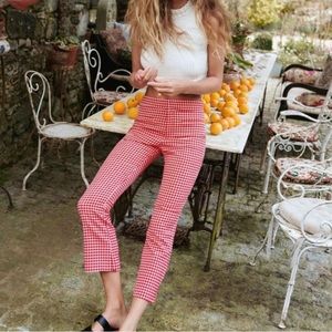 Zara red and white picnic pants